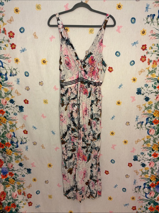 Tracy Reese Pants - Tracy Reese - Floral Print Dress in Pink, Teal & Black Size 14